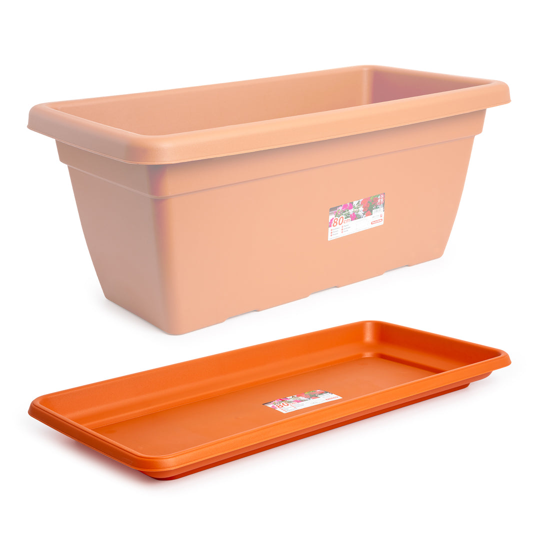 Plastic Forte - Plato para Jardinera Rectangular Reforzada de 80 cm Ancha. Terracota