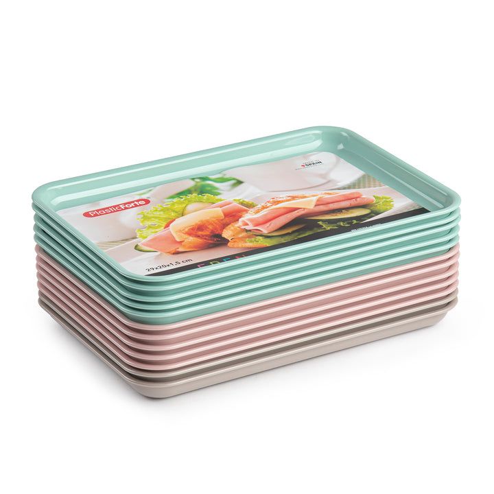 Plastic Forte Edén - Juego de 2 Bandejas de Servicio Nº 3 Rectangulares. Marrón