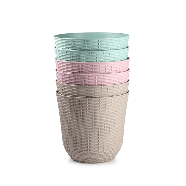 Plastic Forte Rattan - Lote de 2 Macetas Decorativas 33 cm. Uso Interior y Exterior