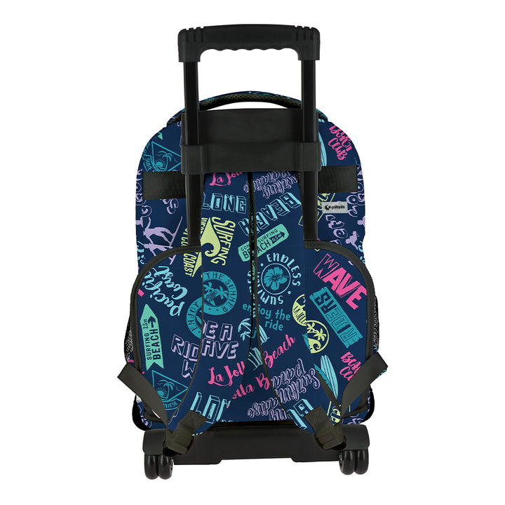 Grafoplás Design - Mochila Escolar 3 Cremalleras y Carrito Integrado. Acolchada. Beach