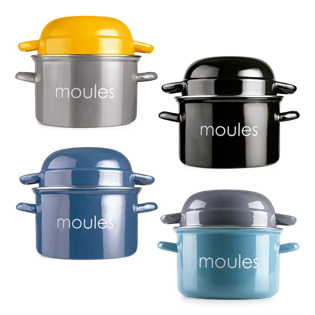 IBILI Moules - Olla de 18 cm para Mejillones en Acero Esmaltado con Tapa Especial. Peach