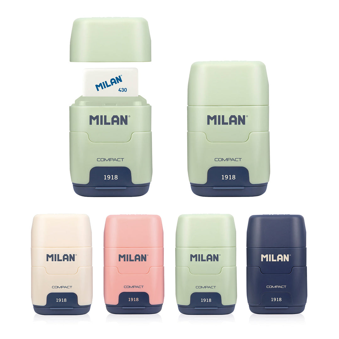 MILAN 1918 - Pack Afilaborras Compact con 2 Gomas de Recambio Incluidas. Verde
