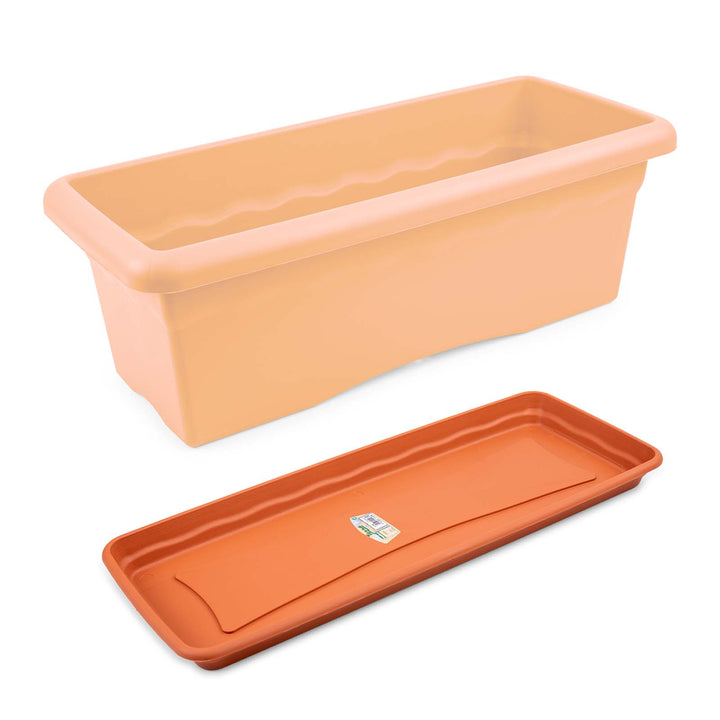 Plastiken TERRA - Plato Rectangular de 57 cm para Jardinera de 60 cm 22L. Terracota