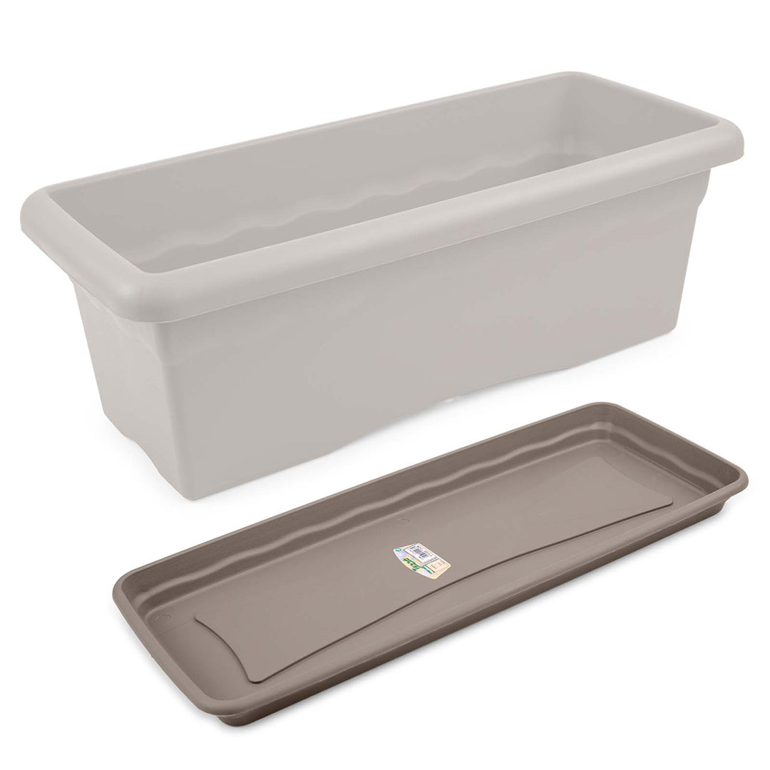 Plastiken TERRA - Plato Rectangular de 77 cm para Jardinera de 80 cm 31L. Taupe