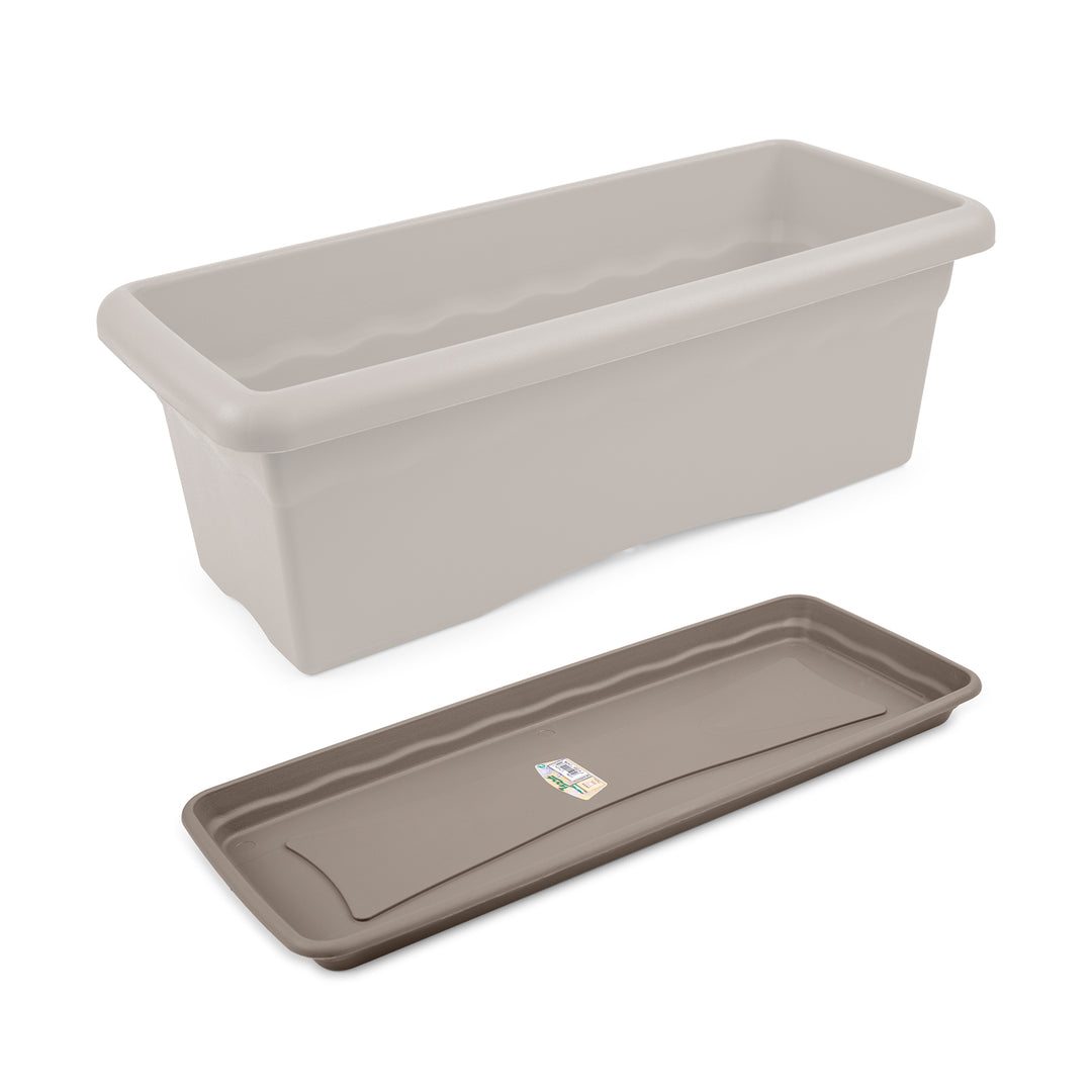 Plastiken TERRA - Plato Rectangular de 47 cm para Jardinera de 50 cm 14L. Taupe