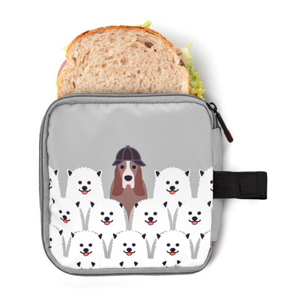 IRIS Zipper Roll Friends - Porta Sandwich Infantil Plegable y Flexible con Cremallera. Dogs