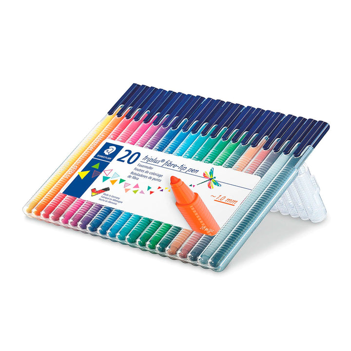  STAEDTLER Triplus Color - Estuche con 20 Rotuladores de Colores Brillantes. Punta de Fibra