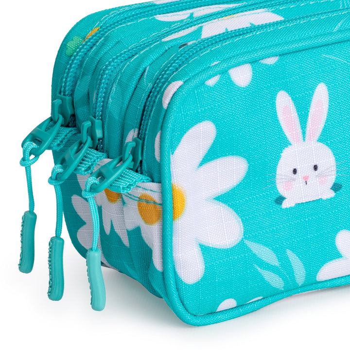 ColePack EcoTrick - Estuche Triple de 3 Cremalleras con Material Escolar Incluido. Blooming