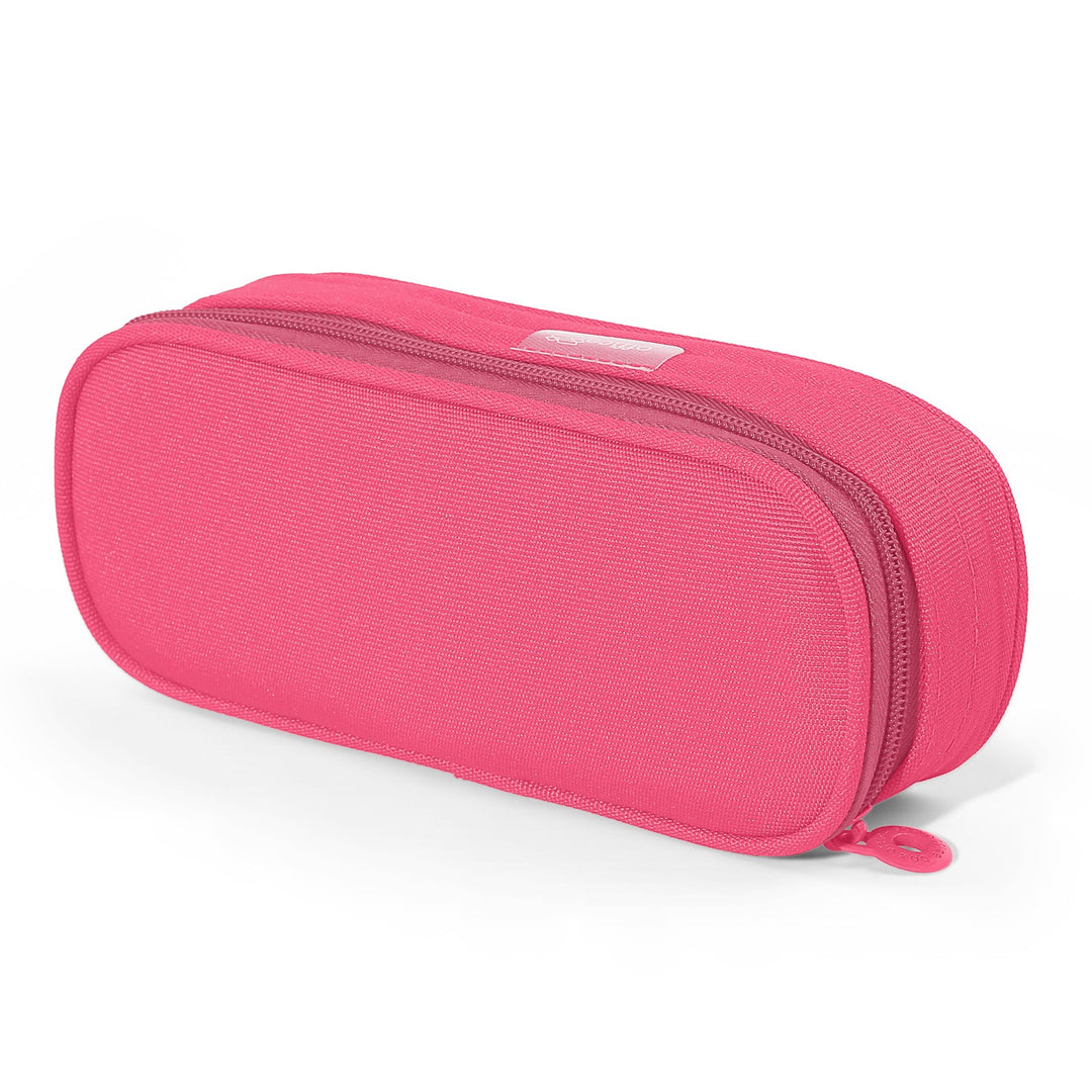 Mega - Estuche Portatodo Escolar Ovalado Multiuso con Solapa. Fucsia