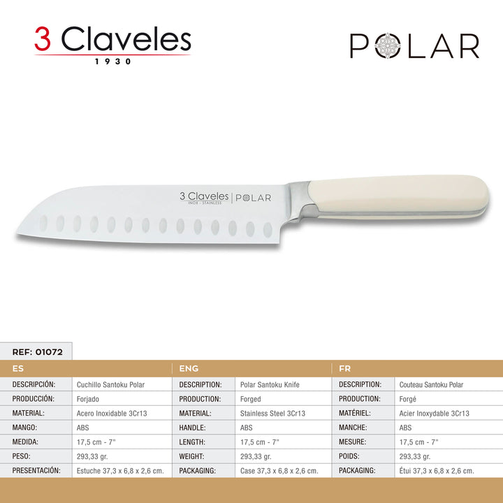 3 Claveles Polar - Juego de 5 Cuchillos de Cocina en Acero Forjado con Soporte Incluido