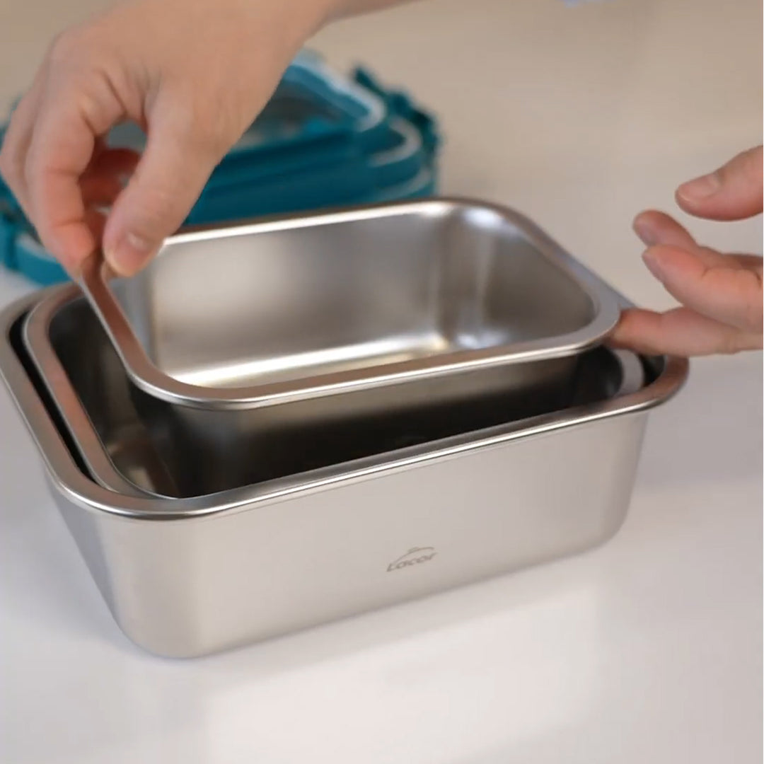 LACOR EcoInox - Recipiente Redondo de 0.7L en Acero Inoxidable Apto Microondas