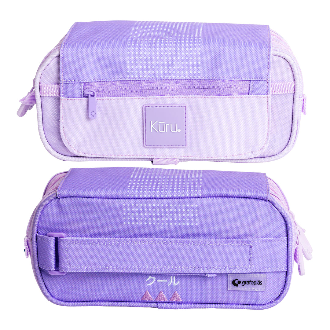 ColePack Kuru24 - Estuche Triple de 3 Cremalleras con Material Escolar Incluido. Lavanda