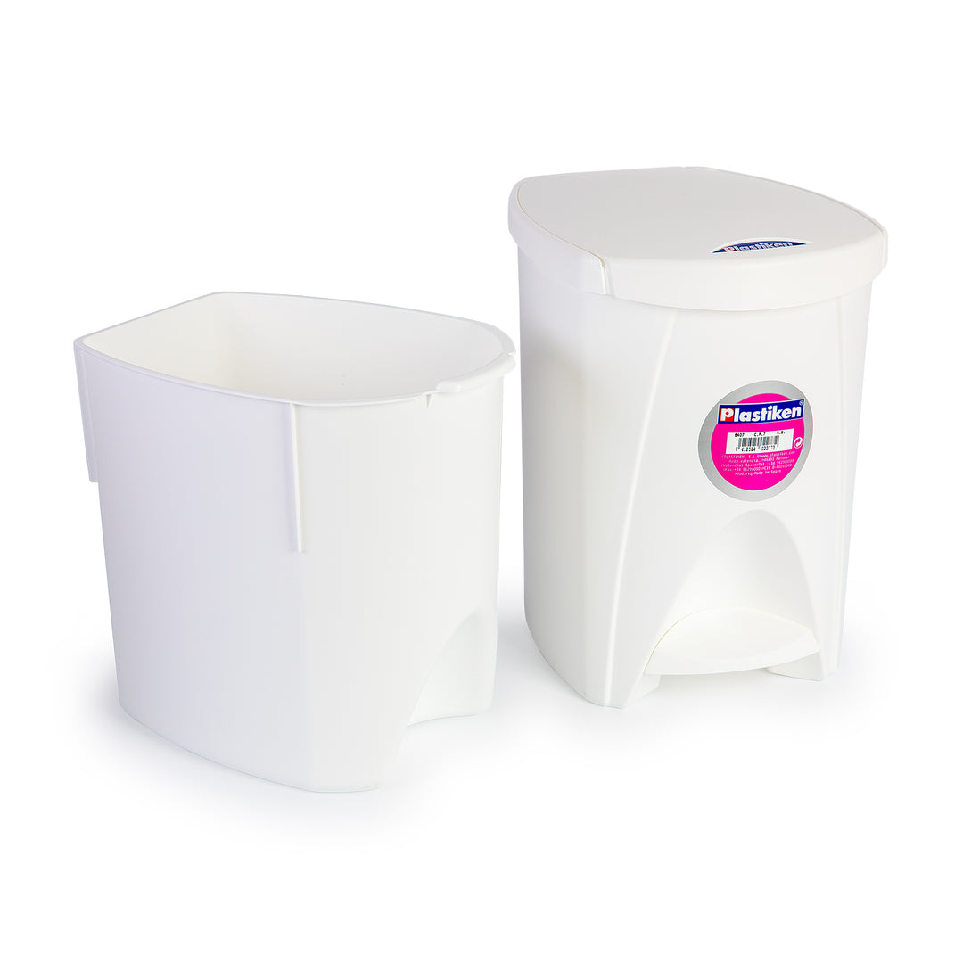 Plastiken Nature - Cubo de Basura Pequeño 7L con Pedal para Baño. Blanco