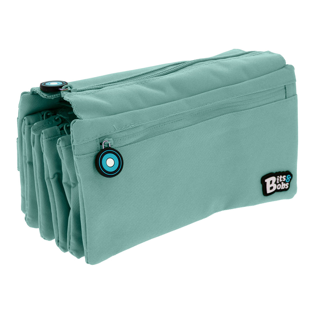 ColePack BitsBobs - Estuche Escolar Cuádruple de 4 Cremalleras y Material Incluido. Azul Soft