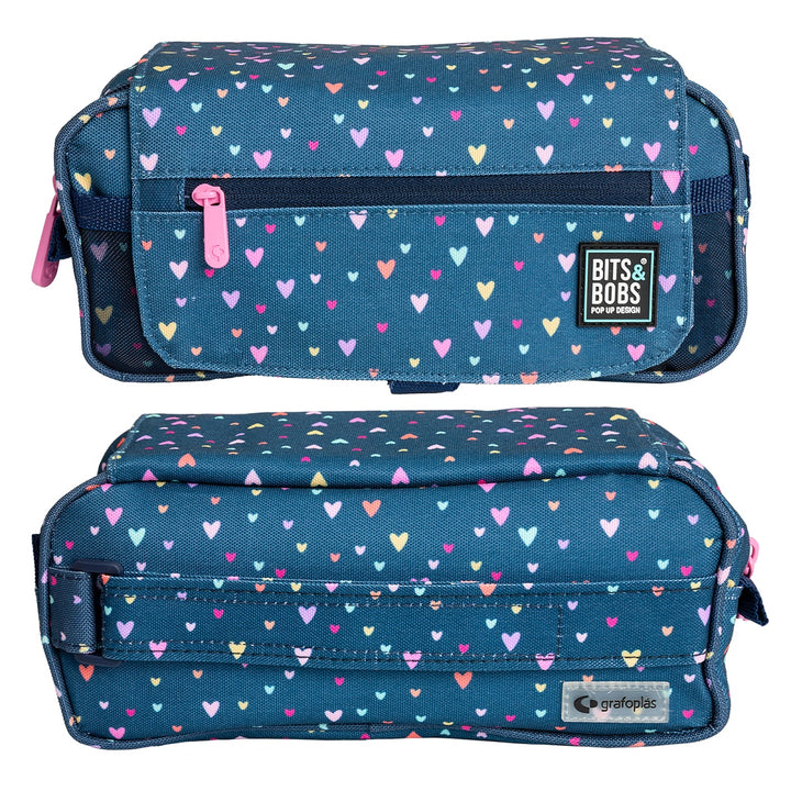 ColePack Design - Estuche Triple de 3 Cremalleras con Material Escolar Incluido. Hearts