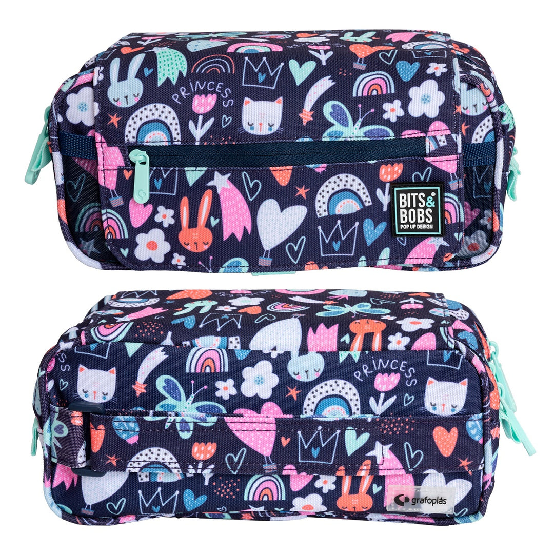 ColePack EcoDes - Estuche Triple de 3 Cremalleras con Material Escolar Incluido. Princess