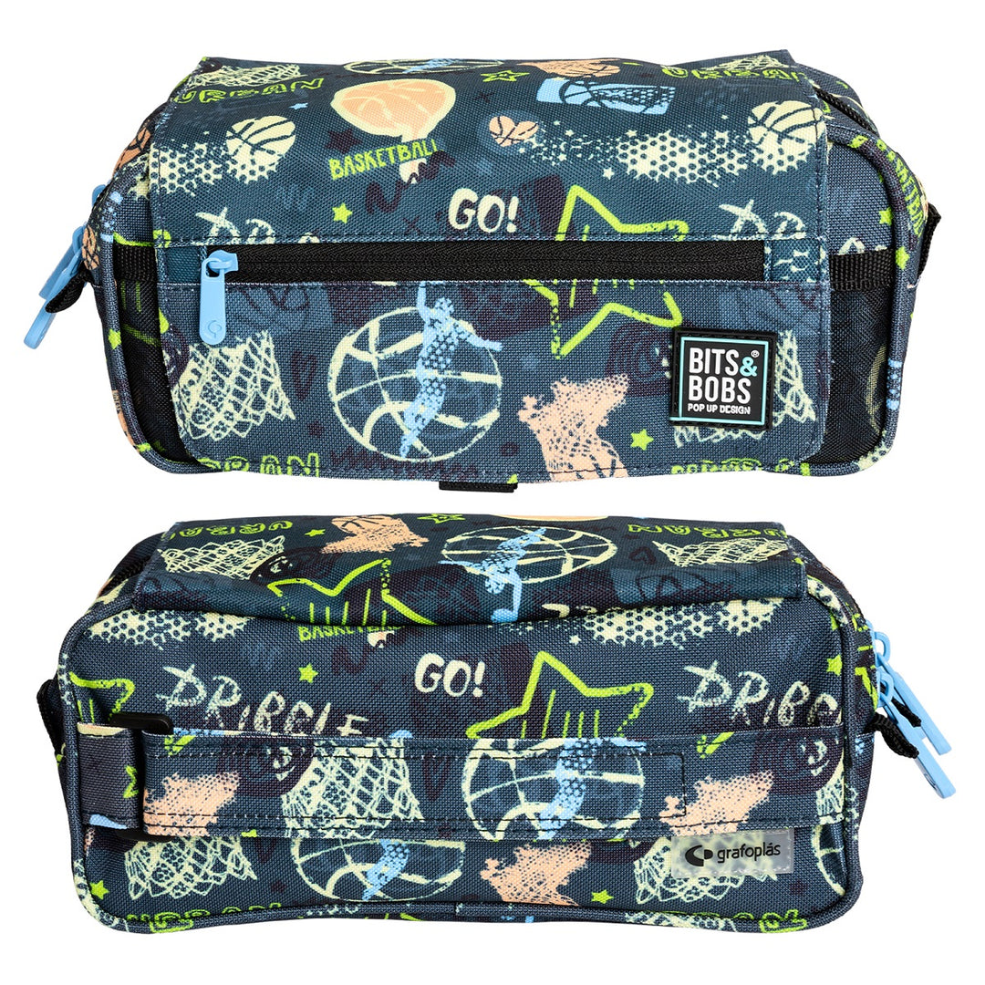 ColePack Design - Estuche Triple de 3 Cremalleras con Material Escolar Incluido. Streetball