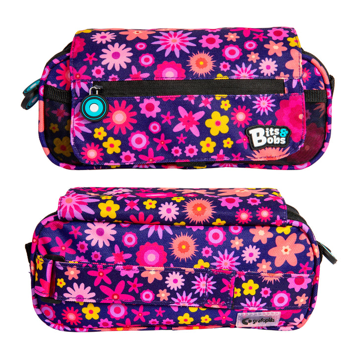 Grafoplás BitsBobs - Estuche Portatodo Triple con Solapa para Material Escolar. Flowers