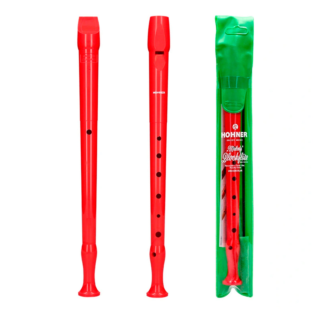 HOHNER Melody - Flauta Escolar Soprano Dulce con Funda y Varilla de Limpieza. Rojo