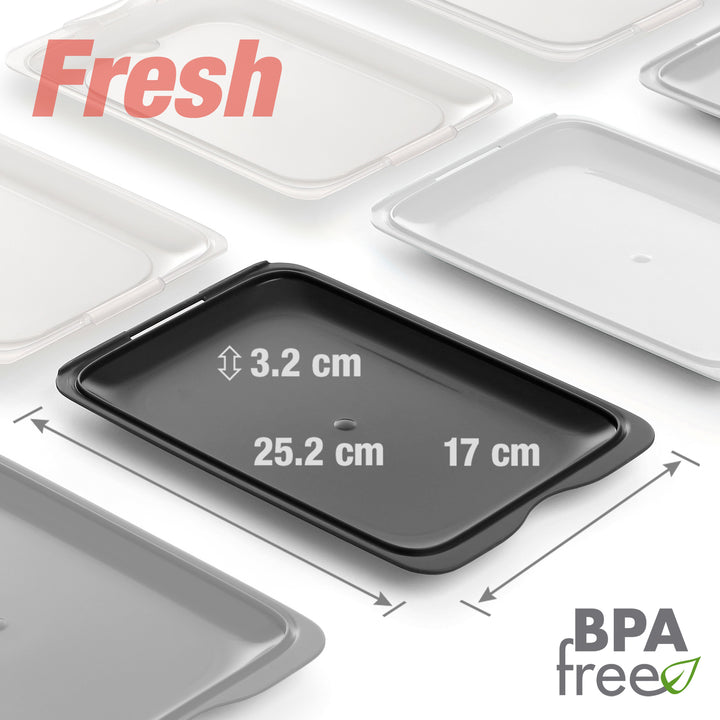 TATAY Fresh 24 - Lote de 6 Recipientes Porta Embutidos y Alimentos. Blanco Gris