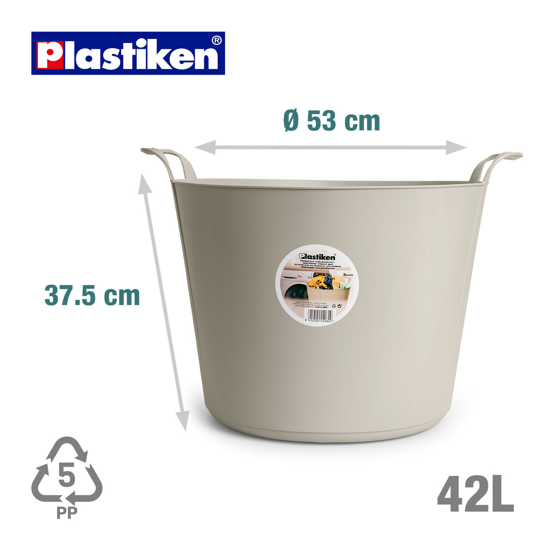 Plastiken Nature - Pack de Capazos Flexibles de 42L+26L Multiusos con Asas. Rosa