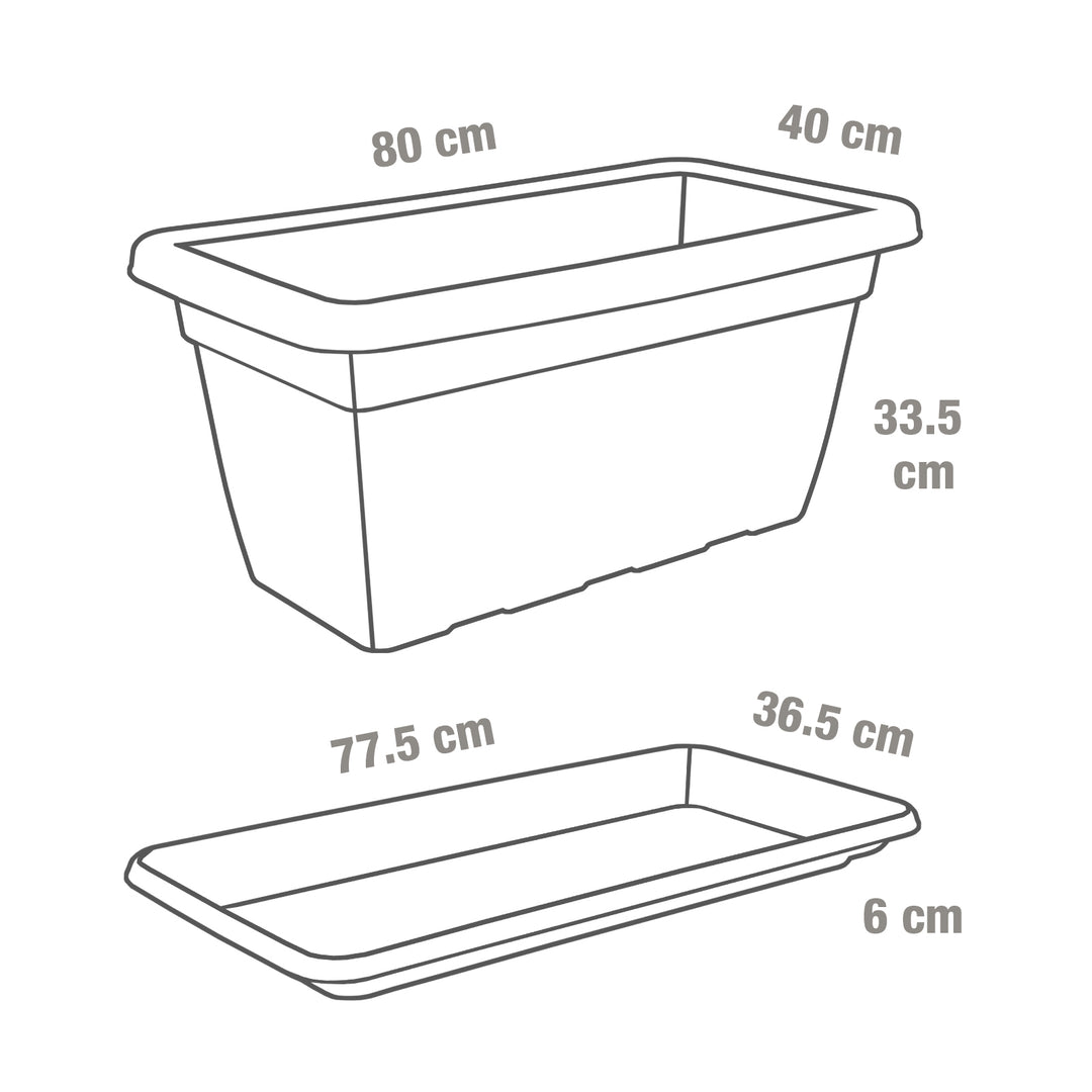 Plastic Forte - Jardinera Rectangular 80 cm Ancha y Reforzada con Plato Incluido. Verde