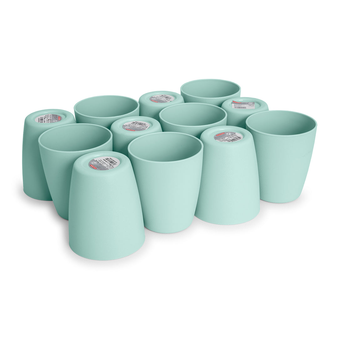 Plastic Forte Classic  - Set de 12 Vasos de Agua de 400 ml Reutilizables. Color Verde