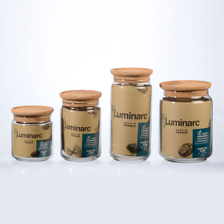 Luminarc Pure Jar - Bote Hermético Redondo de 0.5L en Vidrio con Tapa de Corcho