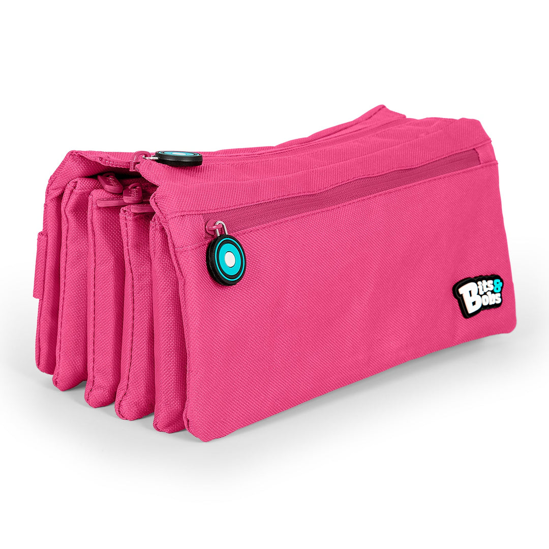 ColePack Eco36 - Estuche Cuadruple de 4 Cremalleras con Material Escolar Incluido. Rosa