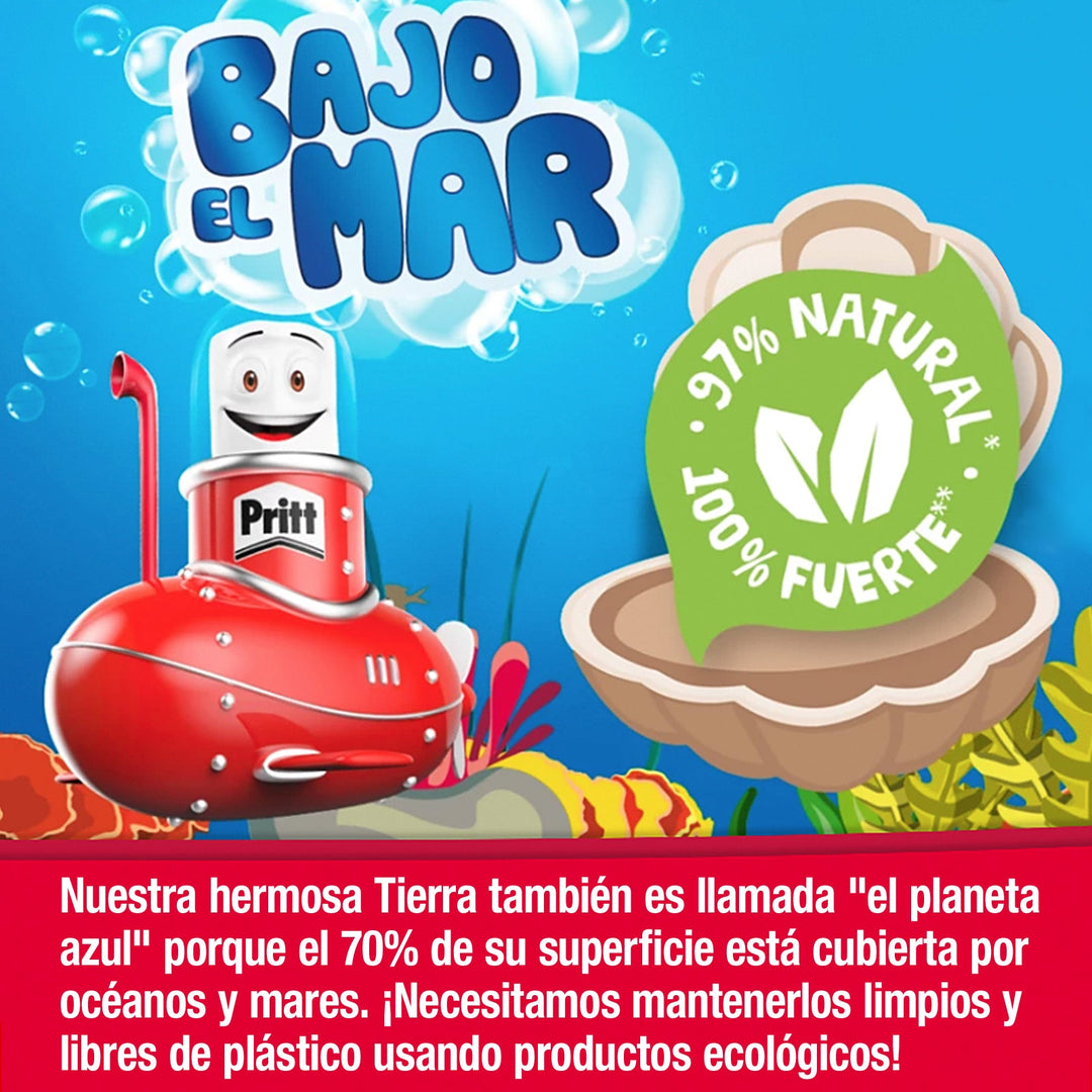 PRITT - Lote de 2 Barras Adhesivas en Stick de 22 gr + Tatuaje Bajo el Mar de Regalo