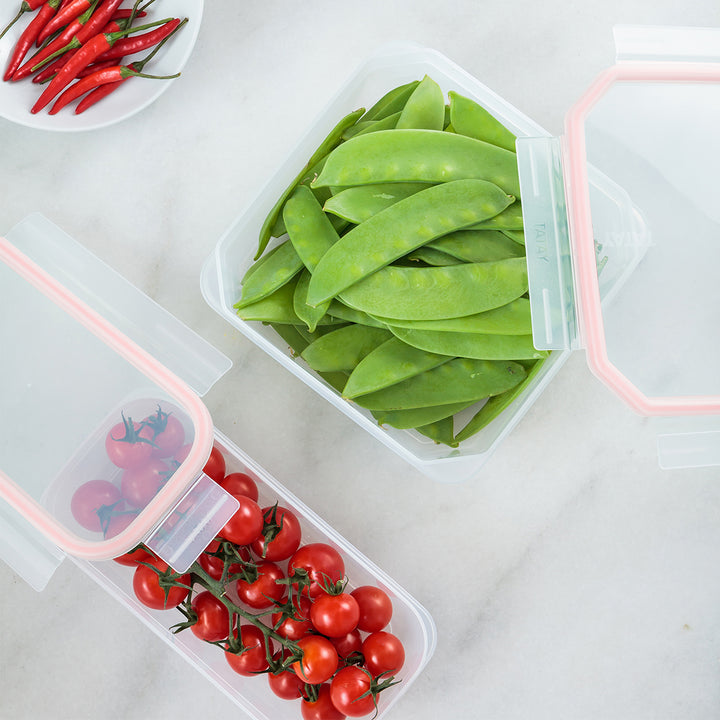 TATAY Clip Safe - Recipiente Hermético Cuadrado 1.3L con Cierre de Pestañas. Rojo