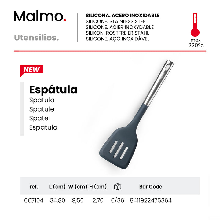 IBILI Malmo - Espatula de Cocina en Silicona con Mango de Acero Inoxidable