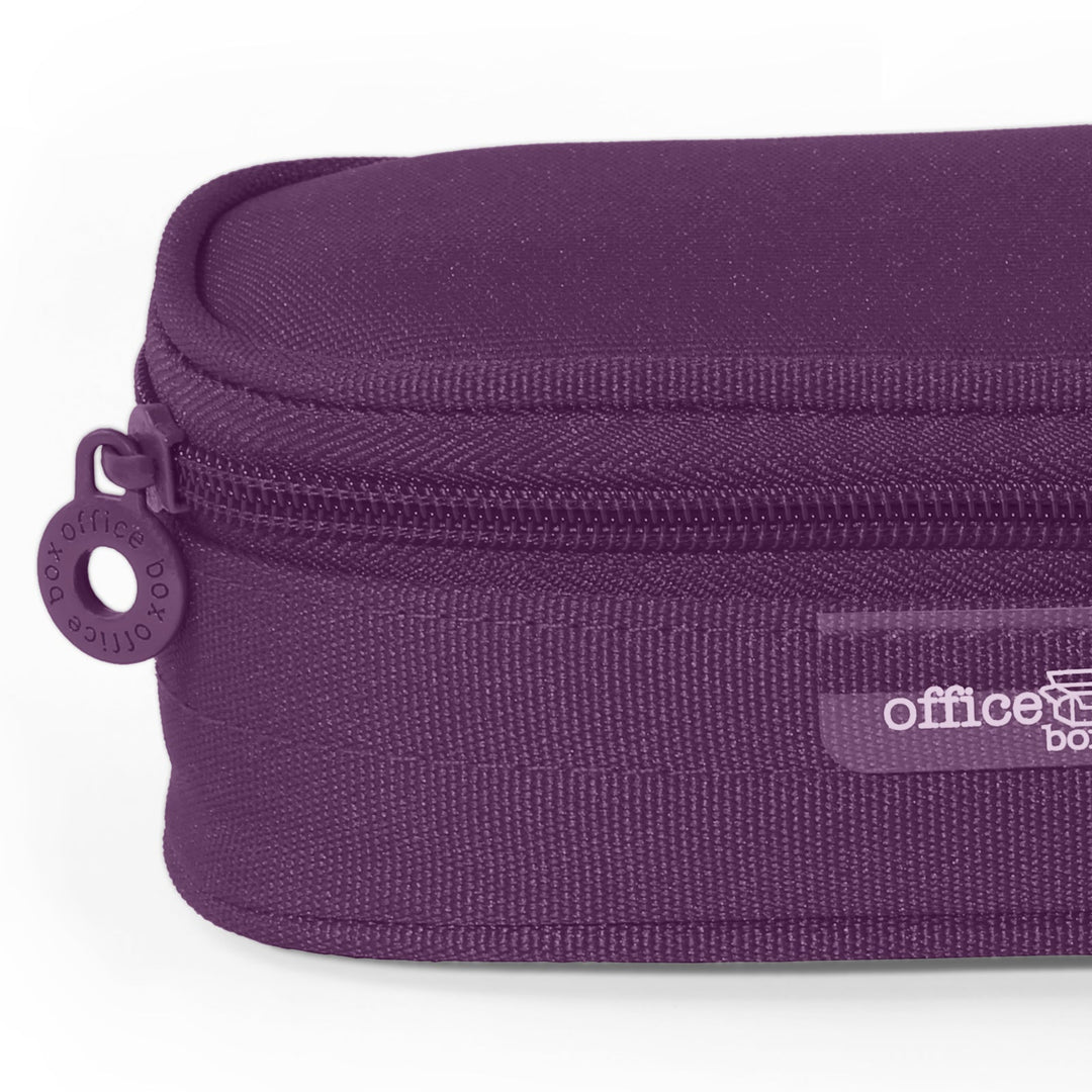 Mega - Estuche Portatodo Escolar Ovalado Multiuso con Solapa. Morado