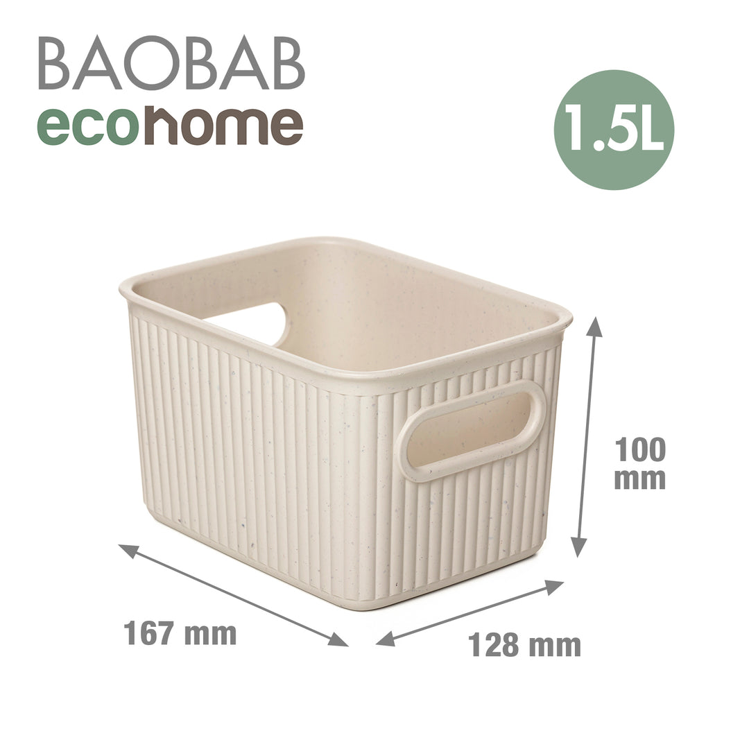 TATAY Baobab - Set de 3 Cestas de Ordenación en Plástico Reciclado. Beige