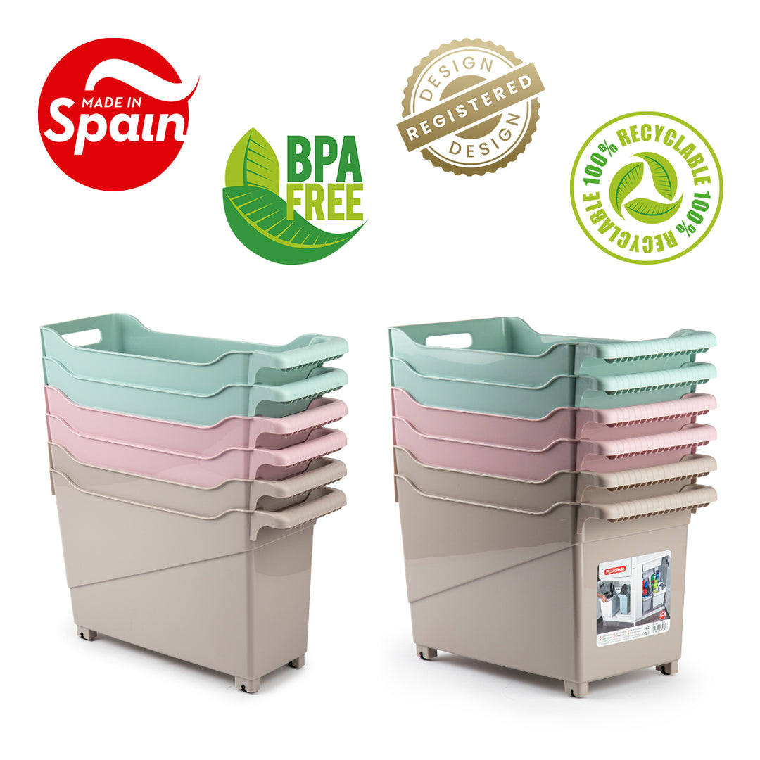 Plastic Forte - Cesta Organizadora con Ruedas Nº 2. Ideal Bajo Fregadero. Hueso