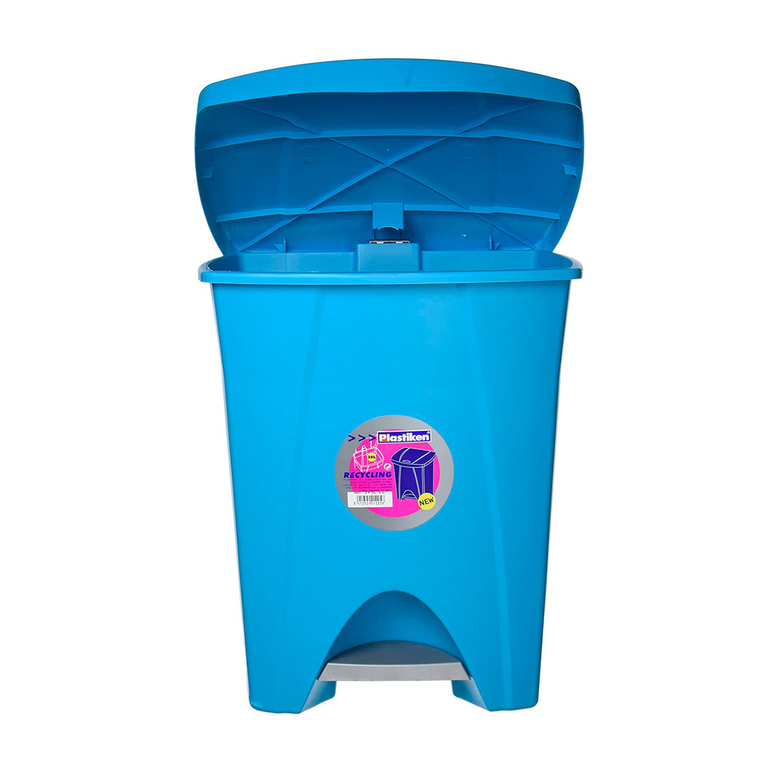 Plastiken Nature - Cubo de Basura de Reciclaje con Pedal 25L para Cocina. Azul