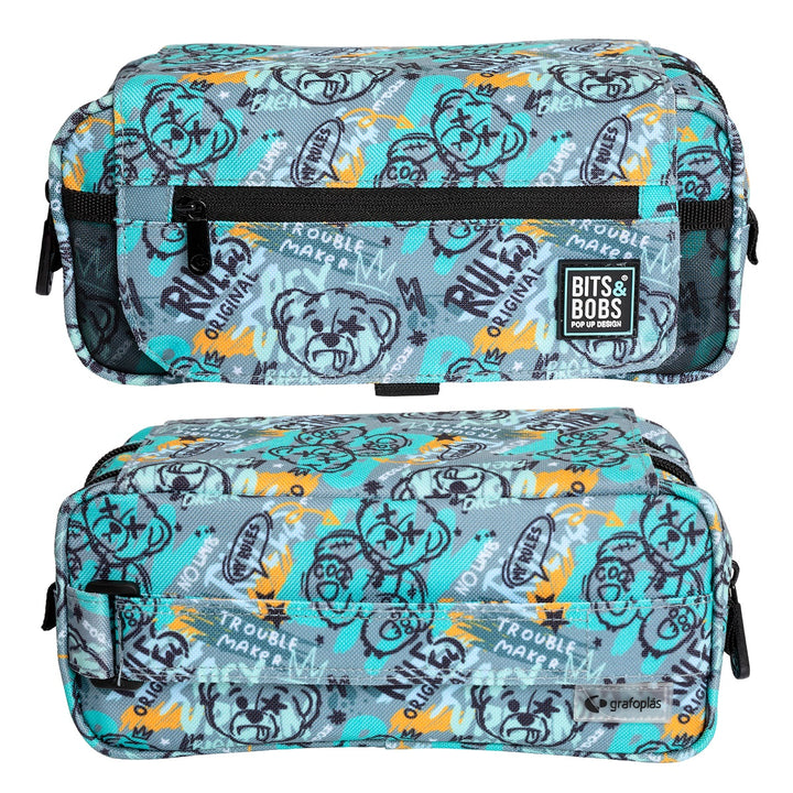 Grafoplás Design - Estuche Portatodo Triple con Solapa para Material Escolar. Bear
