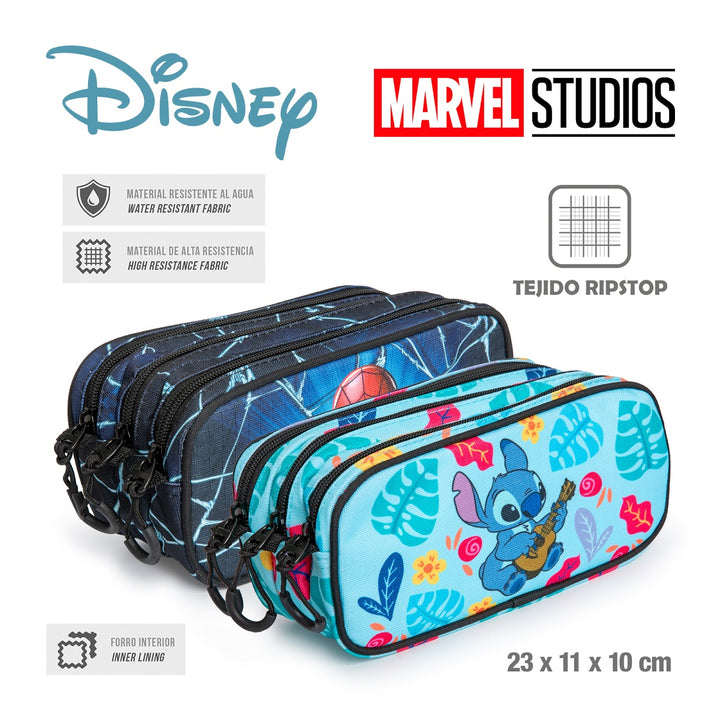 MARVEL Spiderman Maximum - Estuche Escolar Triple Portatodo Tres Cremalleras TRICK FAN