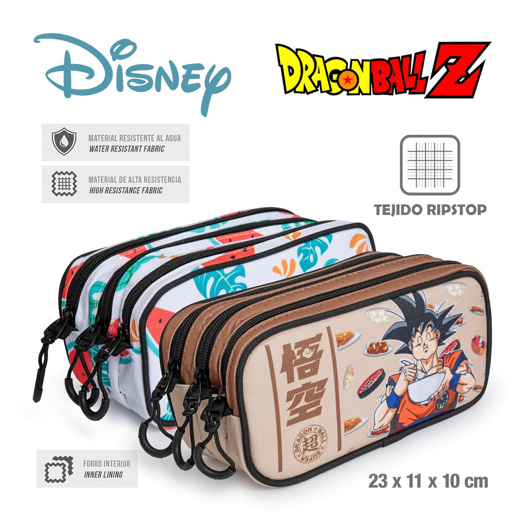 DRAGON BALL Goku Foodie - Estuche Escolar Triple Portatodo Tres Cremalleras TRICK FAN