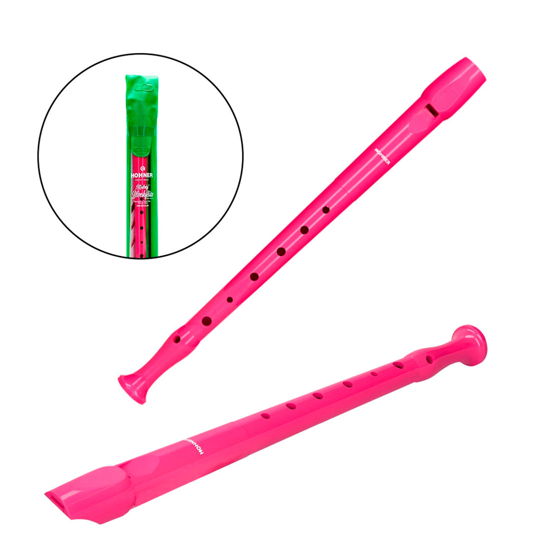 HOHNER Melody - Flauta Escolar Soprano Dulce con Funda y Varilla de Limpieza. Rosa