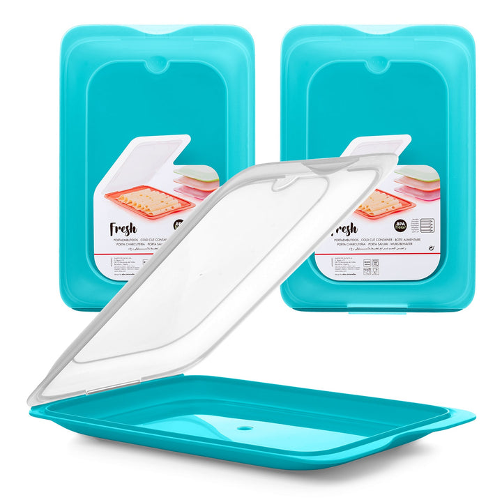 TATAY Fresh - Lote de 5 Recipientes Porta Embutidos y Alimentos. Turquesa