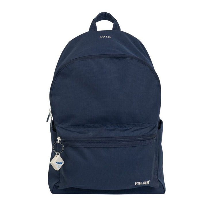 MILAN 1918 -  Mochila Urbana Clásica 2 Cremalleras con Divisor para Portátil. Capacidad 22L. Azul