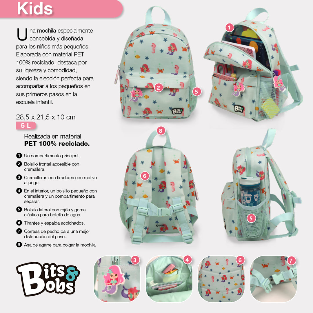GRAFOPLAS - Mochila Infantil Preescolar Bits and Bobs Kids. Comoda y Ligera. Safari
