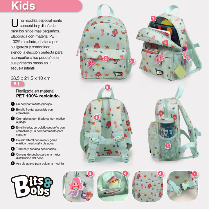 GRAFOPLAS - Mochila Infantil Preescolar Bits and Bobs Kids. Comoda y Ligera. Safari