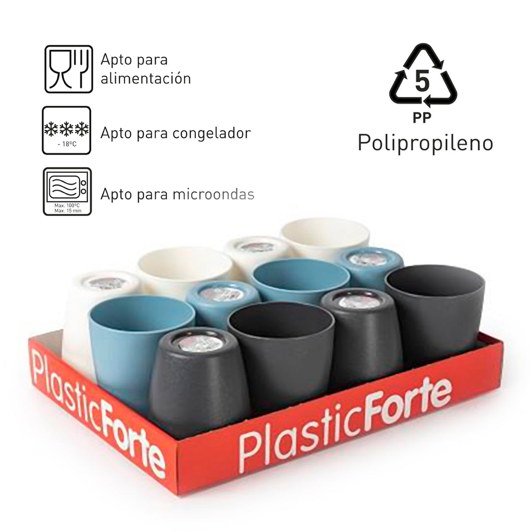 Plastic Forte Classic  - Set de 6 Vasos de Agua de 400 ml Reutilizables. Ideal Fiestas. Azul