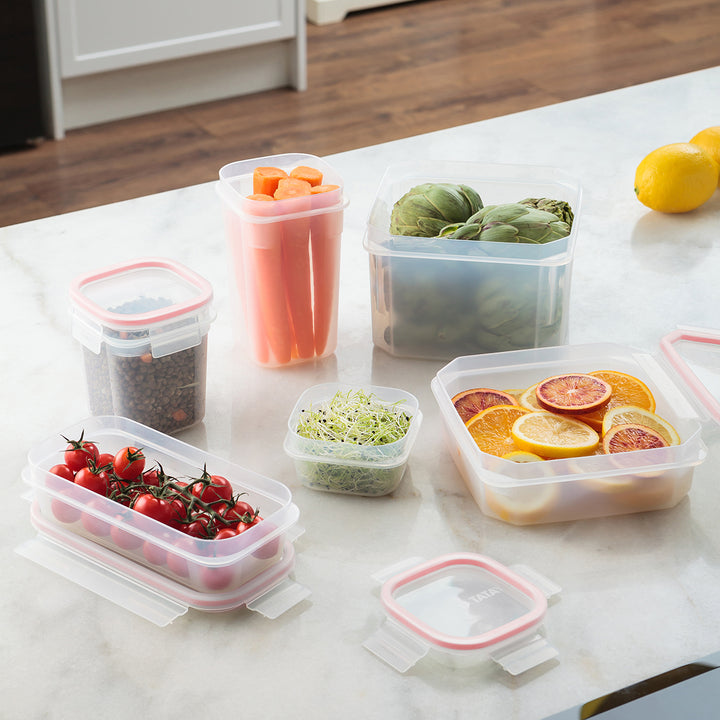 TATAY Clip Safe - Recipiente Hermético Cuadrado 1.3L con Cierre de Pestañas. Rojo