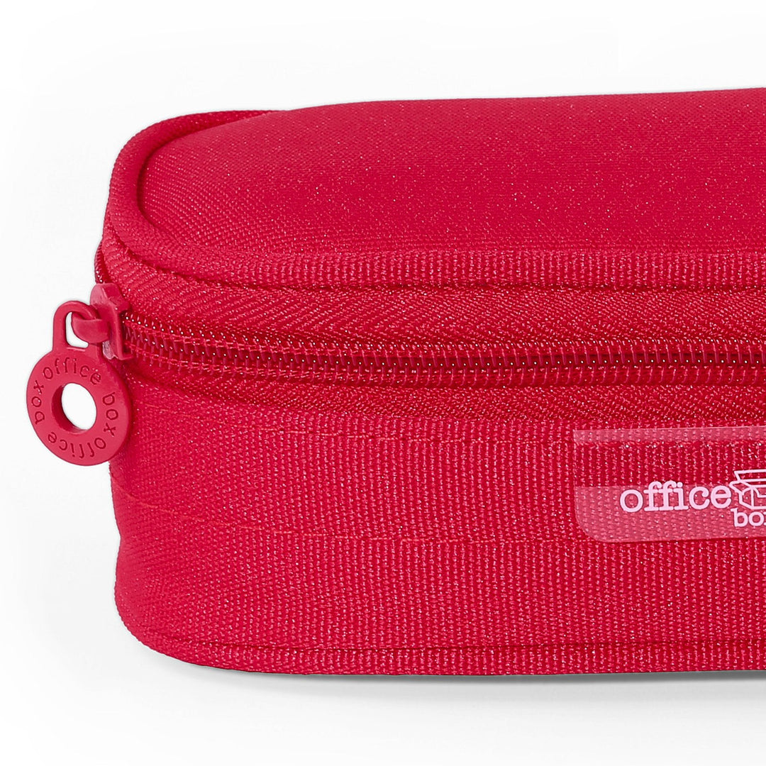 Estuche Portatodo Escolar Ovalado Multiuso con Solapa, Rojo