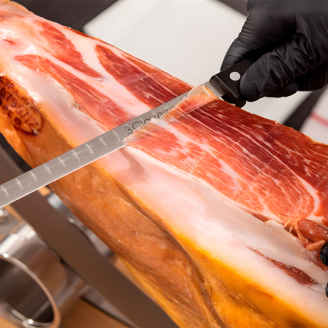 3 Claveles Gourmet - Kit Profesional de Cuchillo Jamonero Deshuesadores Chaira y Pinzas