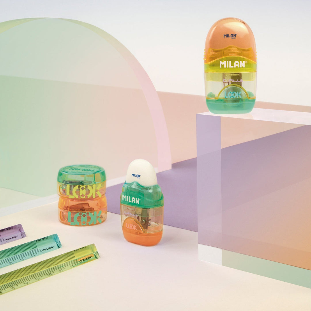 MILAN New Look - Pack de  Reglas Triangulares de 15 cm Plástico Rígido Transparente