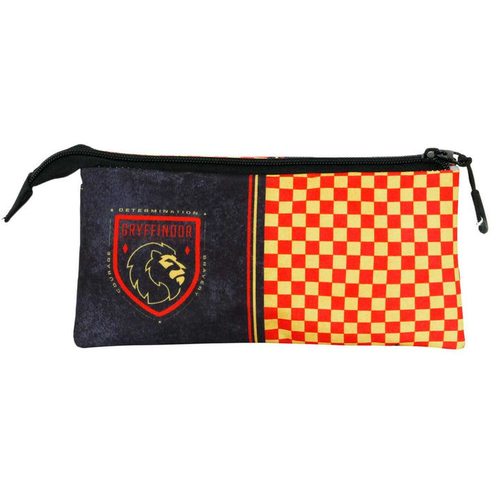 HARRY POTTER Gryffindor- Estuche Escolar Triple Portatodo con 2 Cremalleras. Negro